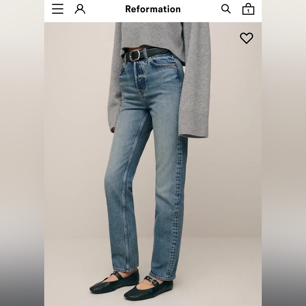 Reformation Cynthia High Rise Straight Jeans Ivory - Size 29